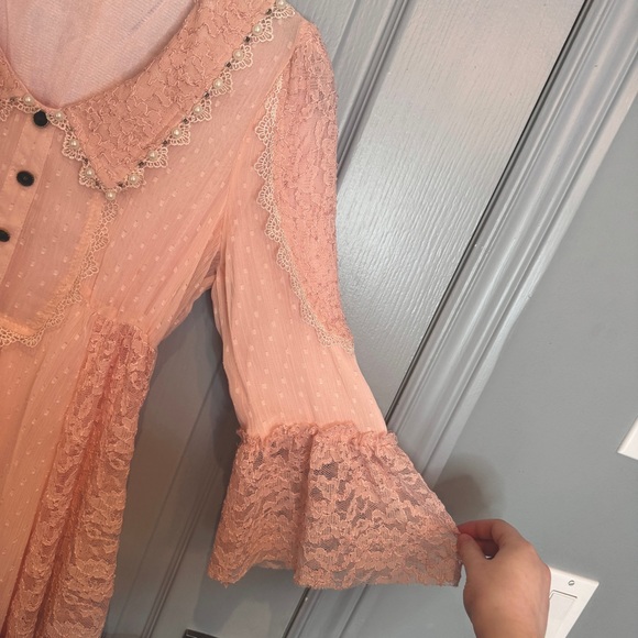 LIZ LISA Coquette Lolita Dress Size S Pink Kawaii Feminine Dainty Fairy Romantic - Picture 5 of 13